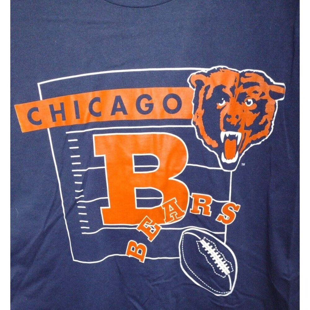 Vintage NFL Chicago Bears Single Stitch Blue T Shirt Hanes Heavyweight XXL Men's